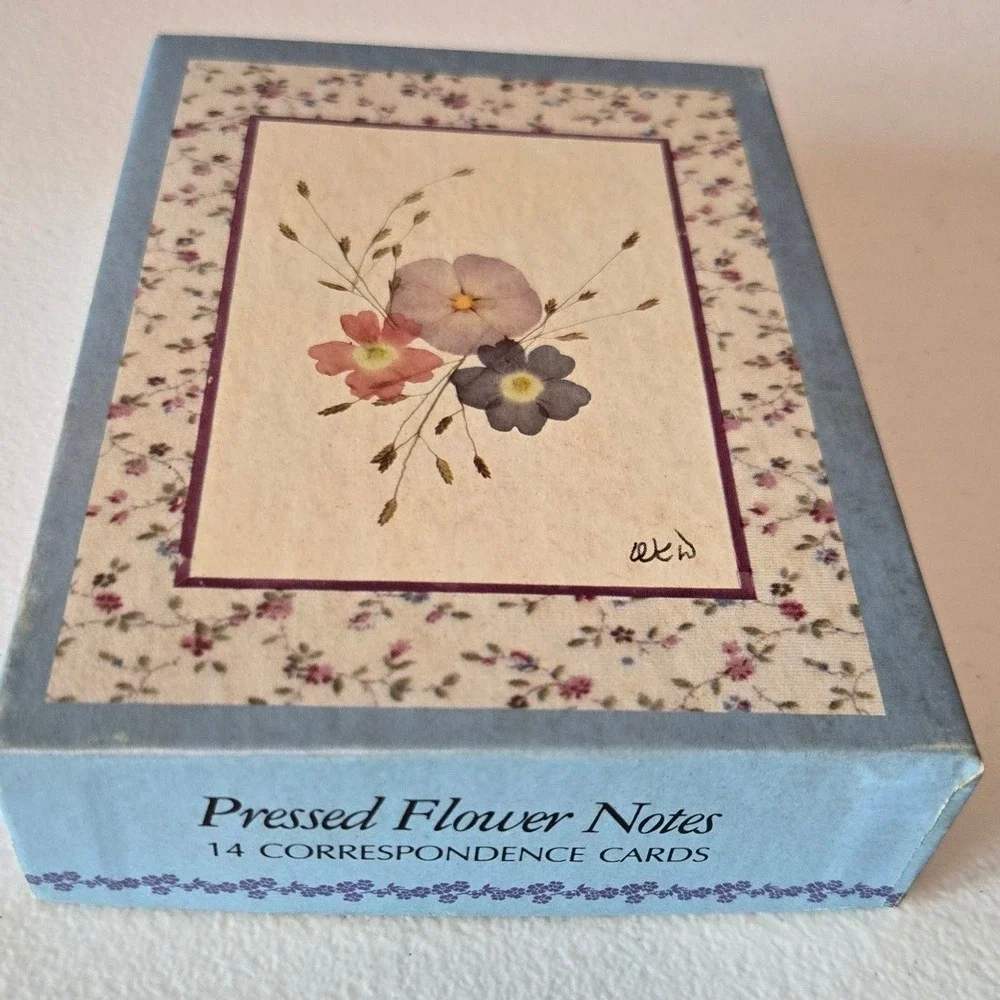 Vintage Olympicard Pressed Flower Notes 11 Cards Boxed Floral Stationery